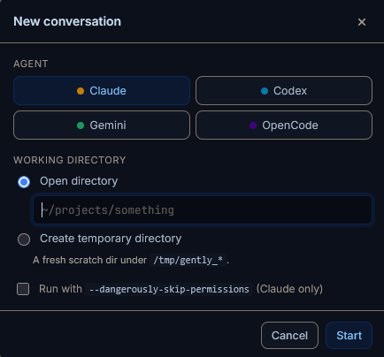 New conversation modal